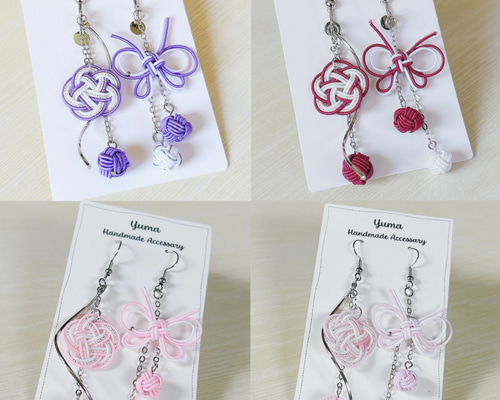 カラーにより受注制作》水引ピアス/イヤリング 梅結び 蝶々 玉結び