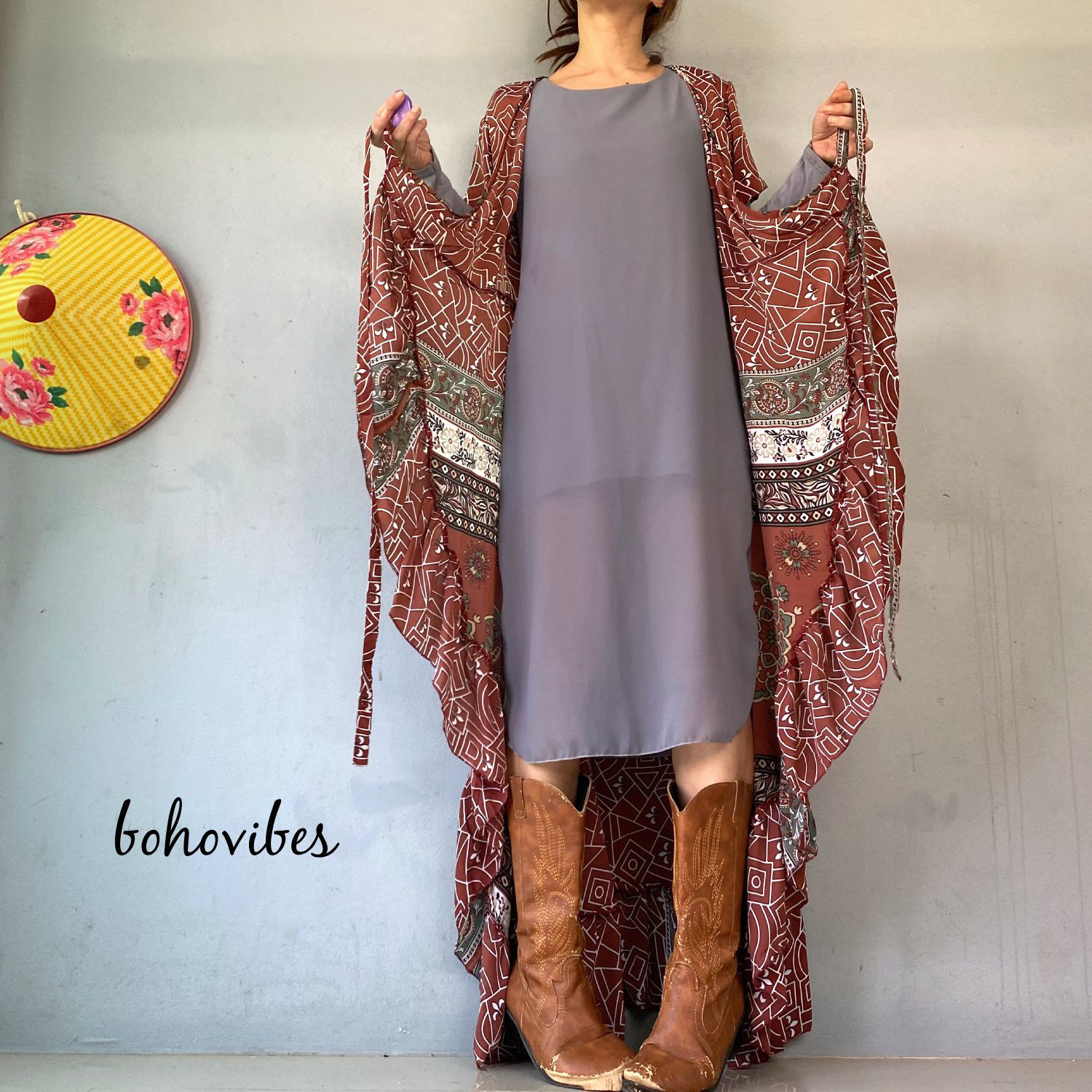 【No.25】インドサリー生地リメイク◎カシュクールkimonoワンピース