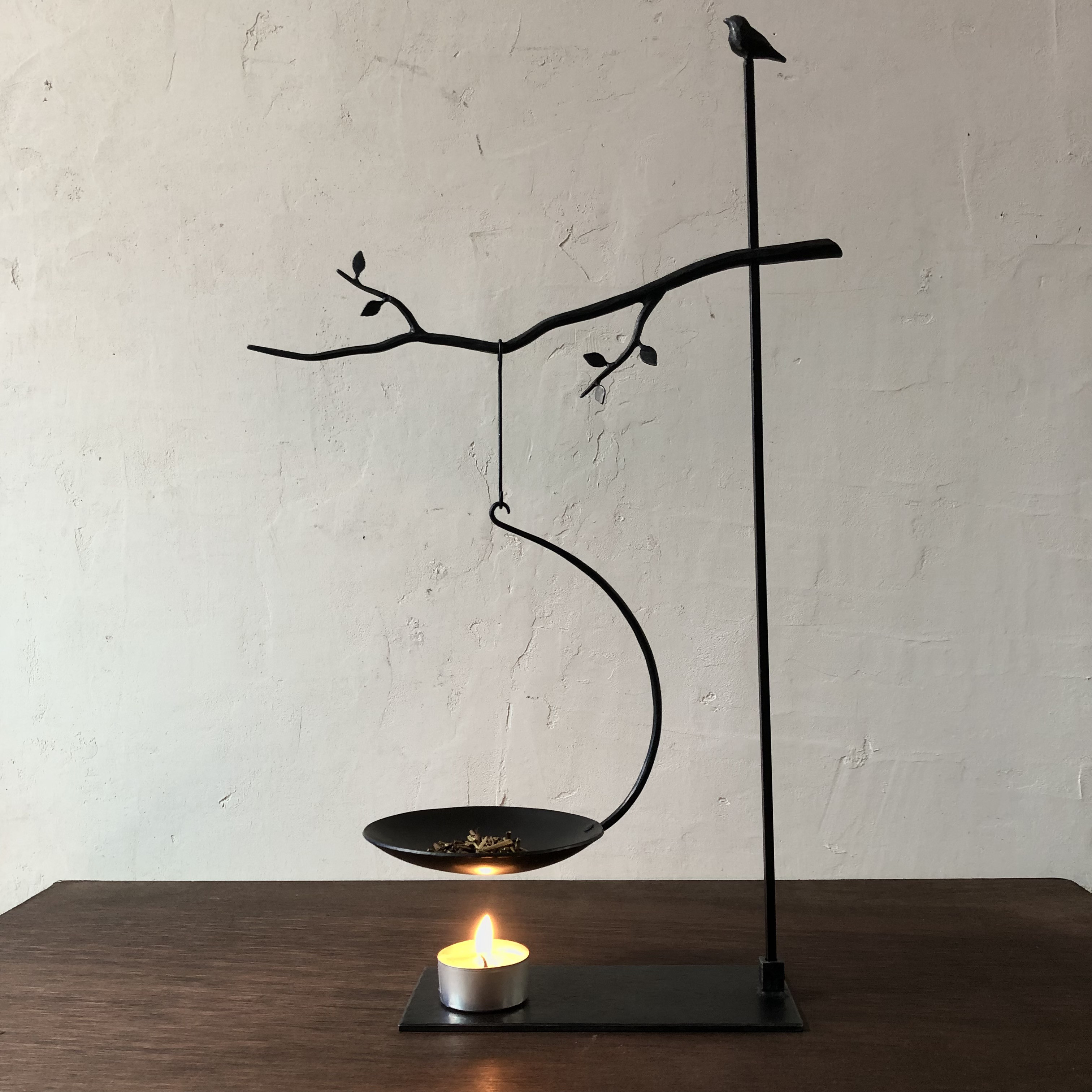 小鳥と小枝の自在茶香炉