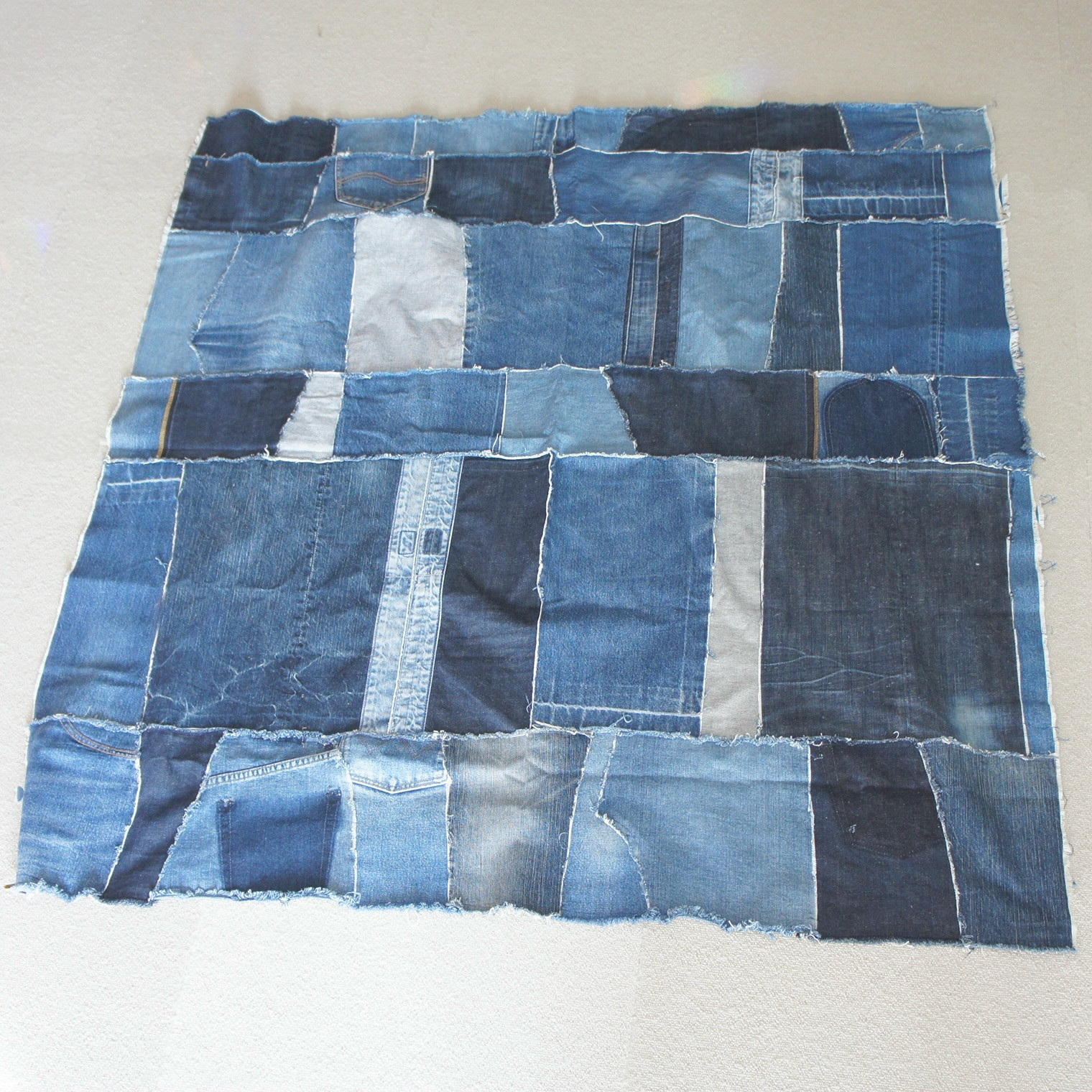 et−95 120×120 デニムパッチワーク マルチカバー｜裏地なし・一点もの