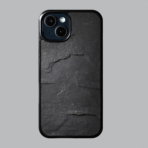 STONE  iPhoneケース ブラック 本物の天然石のiPhoneケース ブラックストーン iPhone16 15 14 13 12