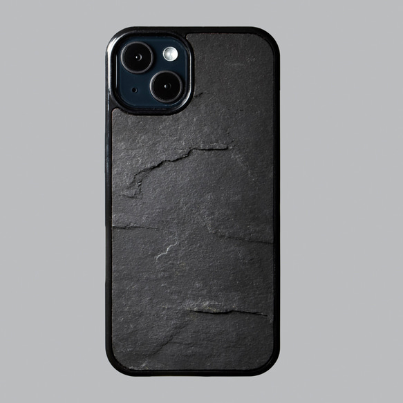 STONE  ブラック iPhone16 ケース 本物の天然石のiPhoneケース ブラックストーン iPhone16 15 14 13 12