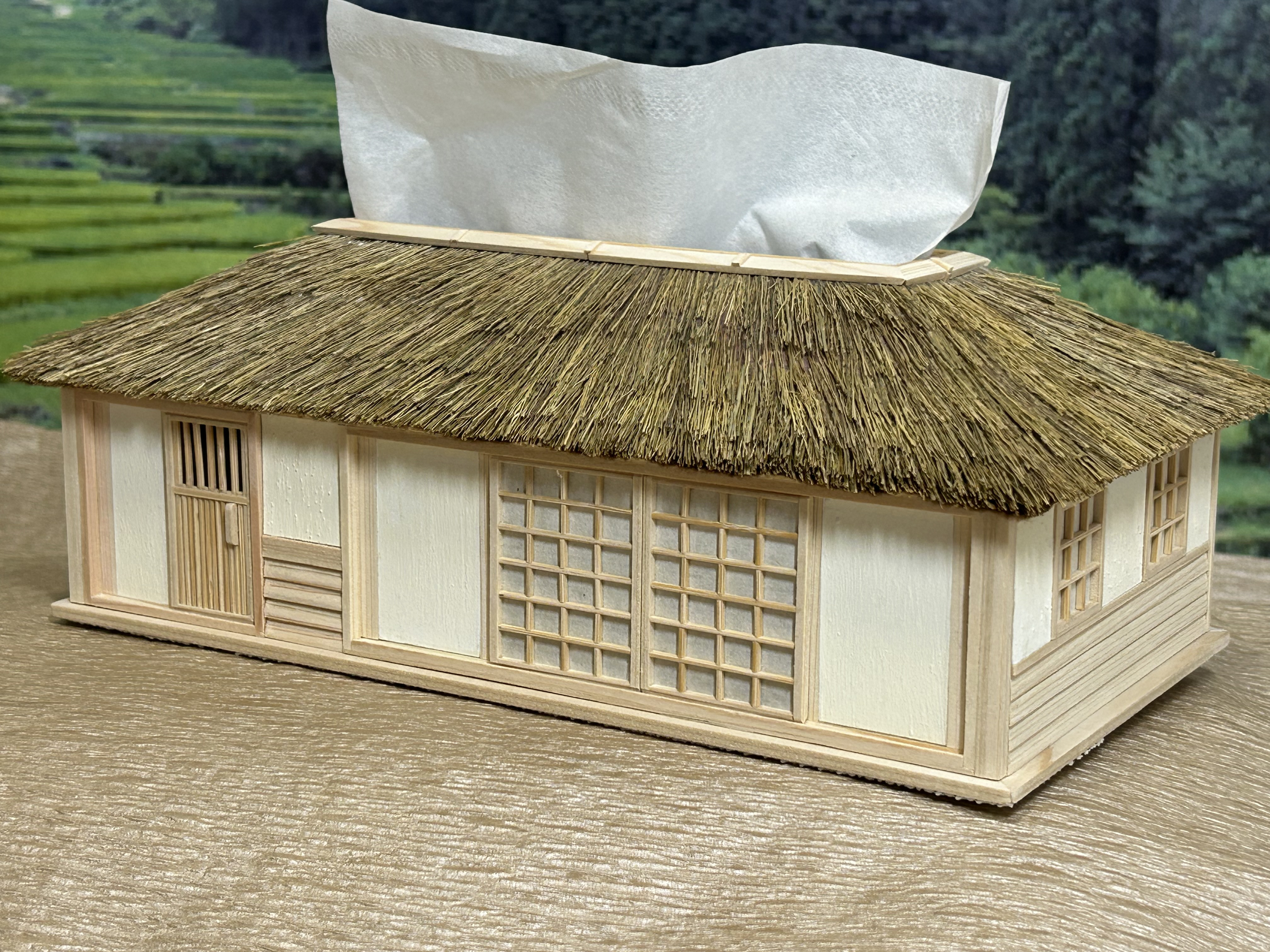 古民家模型風ティッシュボックス　テッシュケース