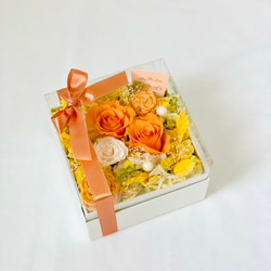 プリザーブドフラワーアレンジメント 赤オレンジ ハロウィン プリザーブドフラワー オレンジ 赤【フラワーアレンジ