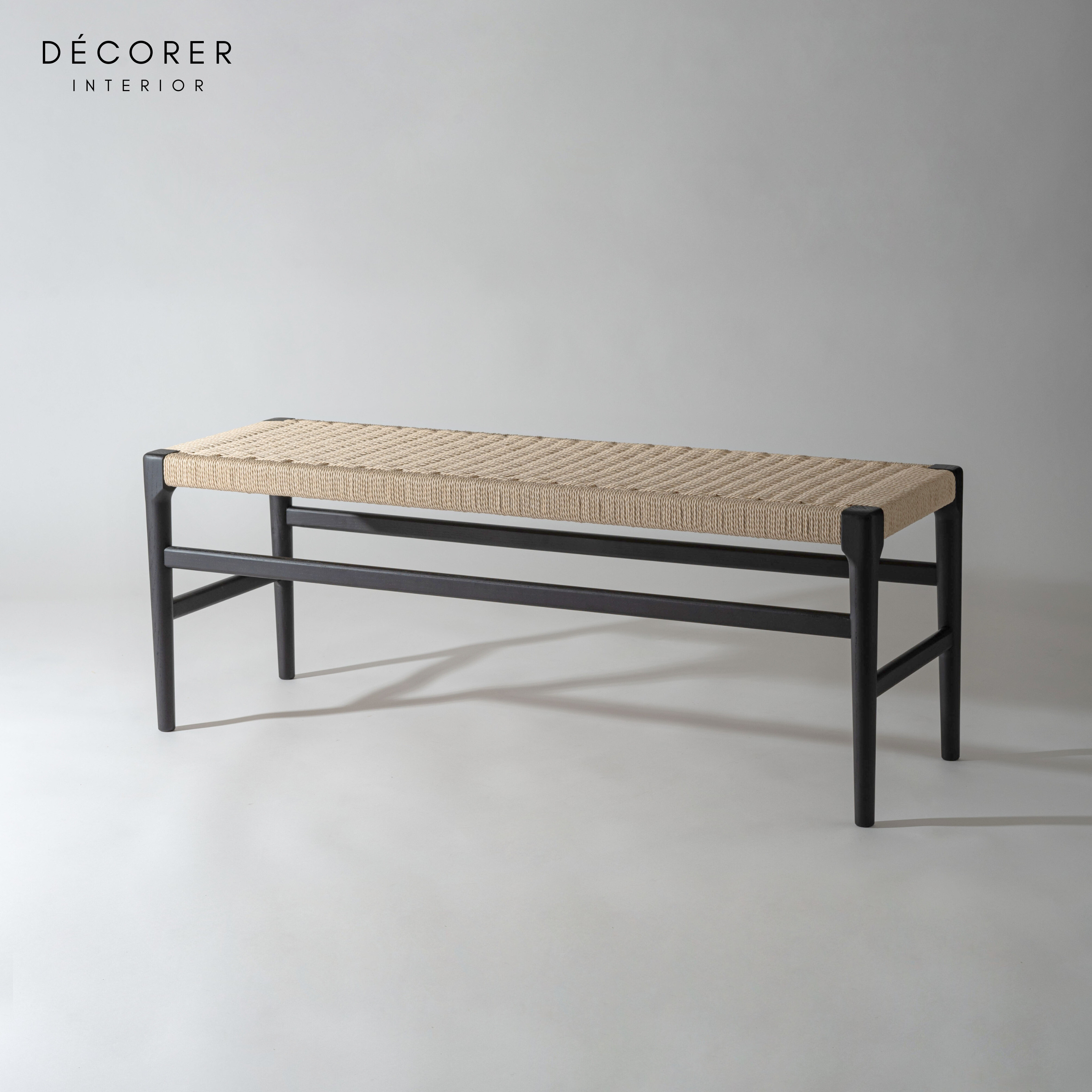 *手編み仕上げ* 鹿の子編みのペーパーコードベンチ [1脚入 : 2色 ] 木製 無垢材 手編み 長椅子 天然木 イス