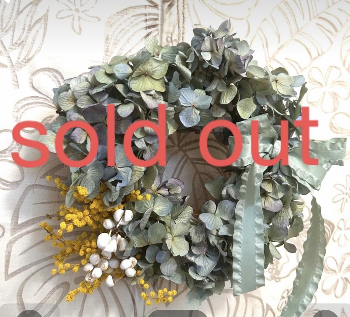 «645»◤完売◢紫陽花リース*ドライフラワー*北海道育ち*無農薬*プレゼント*引越し祝い