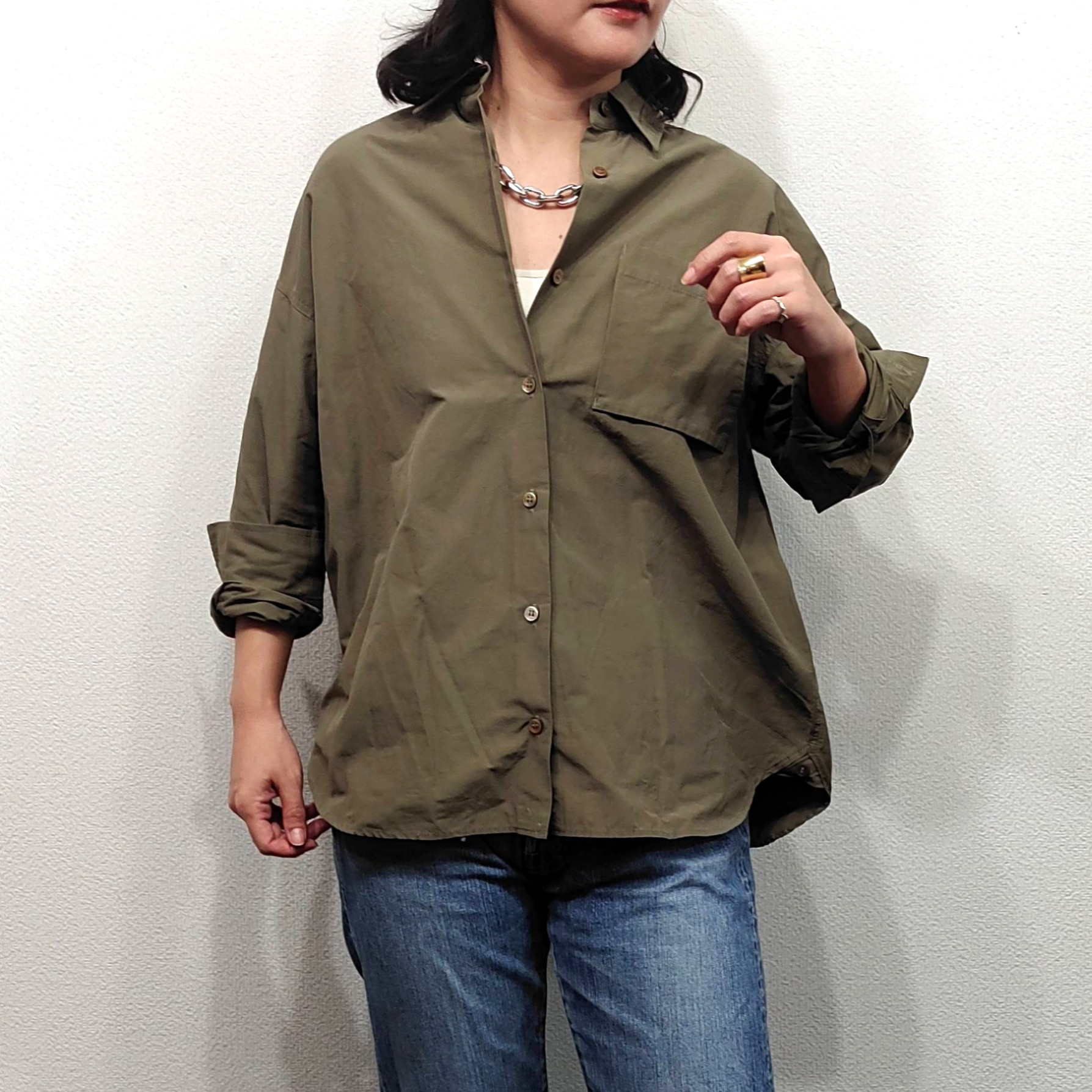MHL. カーキ コットンジャケットシャツ 50%OFF】kha:ki カーキ ライトツイル ワイド スクエア