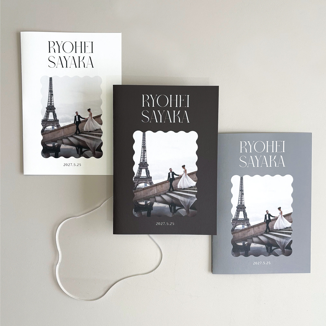 席次表 二つ折り 結婚式用 | メニュー表付き 席次表のみOK シンプル おしゃれ | Wavy P