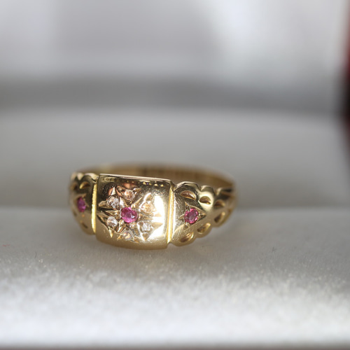 アンティーク 1923年 英国 イギリス 18金 ルビー ダイヤモンド