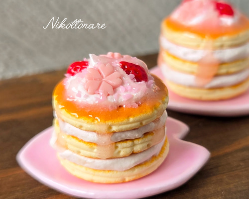 ミニチュア 『桜のパンケーキ(1セット)』 ミニチュアフード