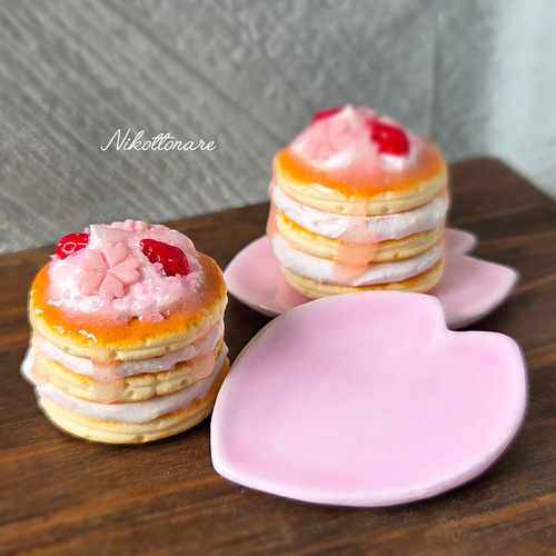 ミニチュア 『桜のパンケーキ(1セット)』 ミニチュアフード