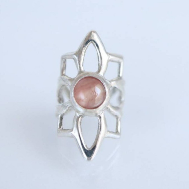 【再販】【受注製作】華のイヤーカフ(片耳)/silver925/天然石（インカローズ）/