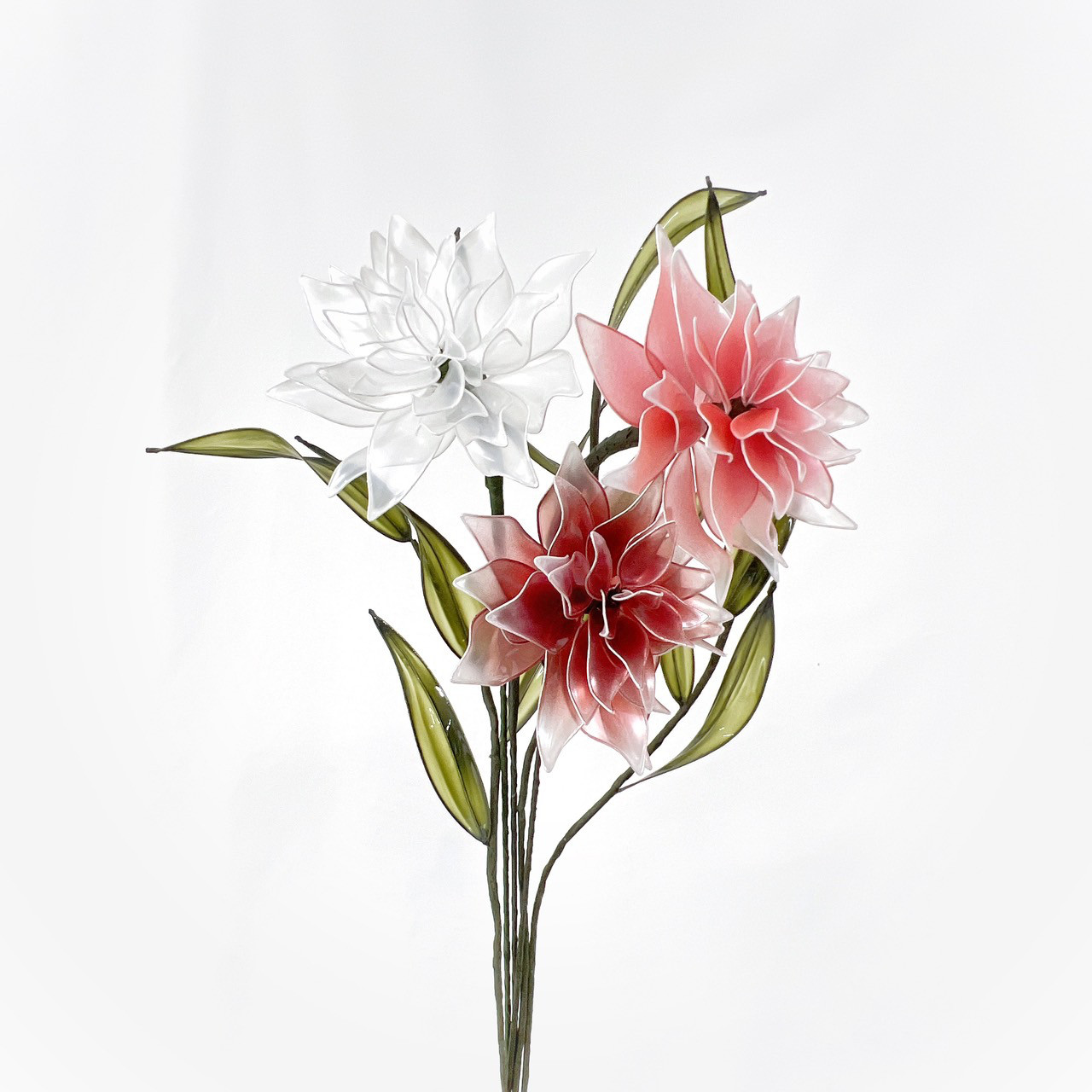 【お得なブーケ】3色ダリアとリーフのブーケ ６本セット　b2023