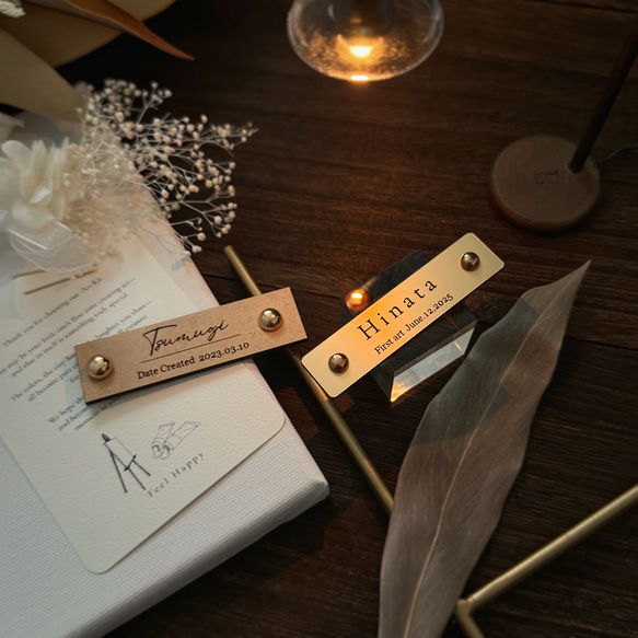 【ゴールド アートタグ】ファーストアート　ファーストアートタグ　1歳誕生日の記念品に ̖́- 金属調のお名前プレート　 11枚目の画像