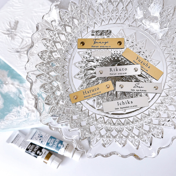 【シルバー アートタグ】ファーストアート　ファーストアートタグ　1歳 誕生日 金属調 名入れプレート 10枚目の画像