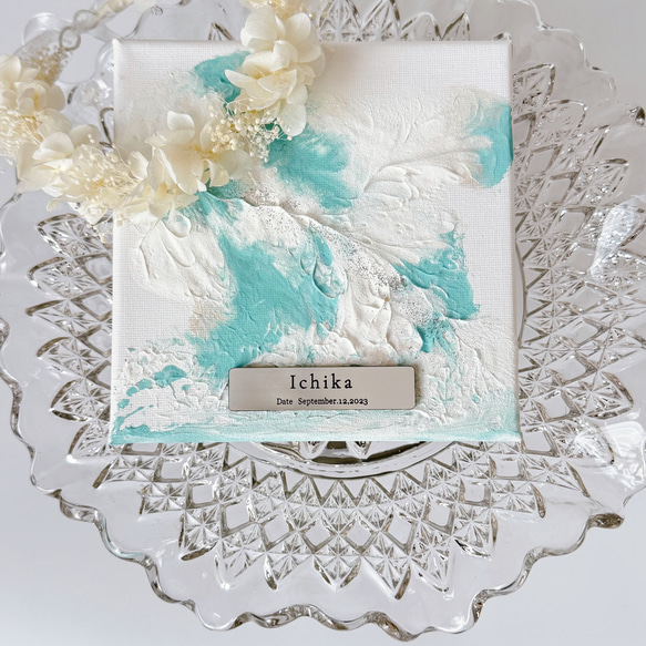 【シルバー アートタグ】ファーストアート　ファーストアートタグ　1歳 誕生日 金属調 名入れプレート 5枚目の画像