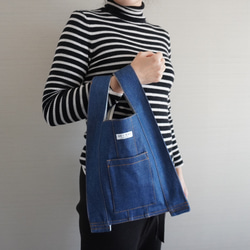 ハンドメイド　本革✖︎岡山デニム　改良2wayハンドバッグ　刺繍花柄　オーダー専用 岡山井原デニム クラッチバッグ プチ「シンデレラドレス」刺繍