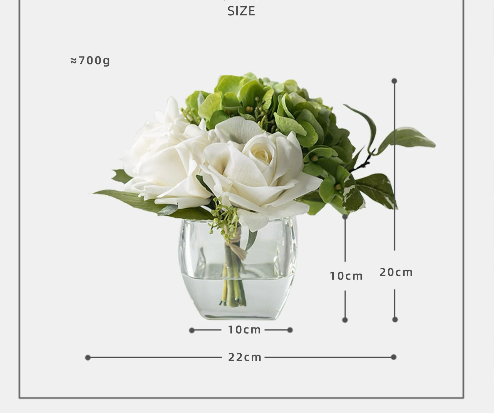 プレミアム リアルタッチ 保湿ローズ＆アジサイ フェイクウォーターアレンジメント（4色展開）