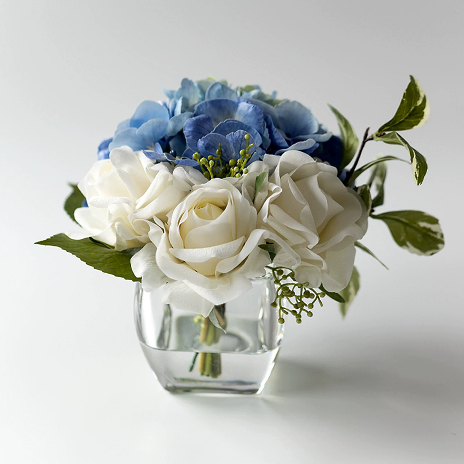 プレミアム リアルタッチ 保湿ローズ＆アジサイ フェイクウォーターアレンジメント（4色展開）