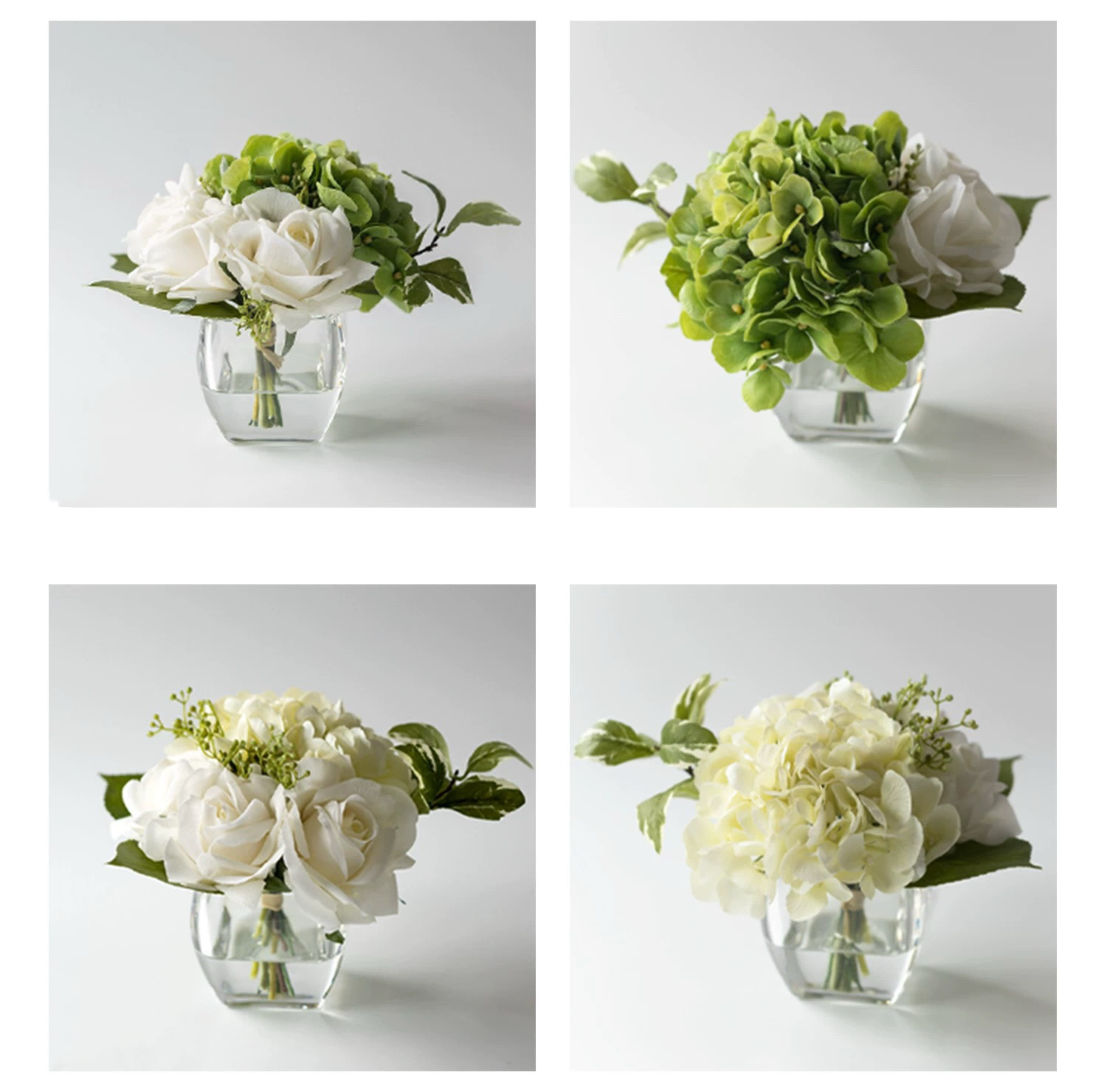 プレミアム リアルタッチ 保湿ローズ＆アジサイ フェイクウォーターアレンジメント（4色展開）