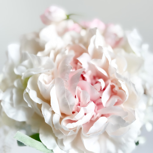 ピオニーのふわふわブーケ 前撮り 結婚式 芍薬 ウェディング 薄ピンク