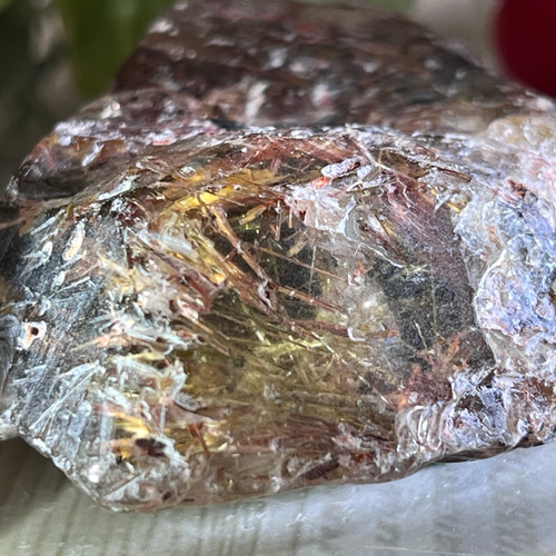 ルチル内包 スモーキー エレスチャル クォーツ 骸骨水晶 原石 ラフ