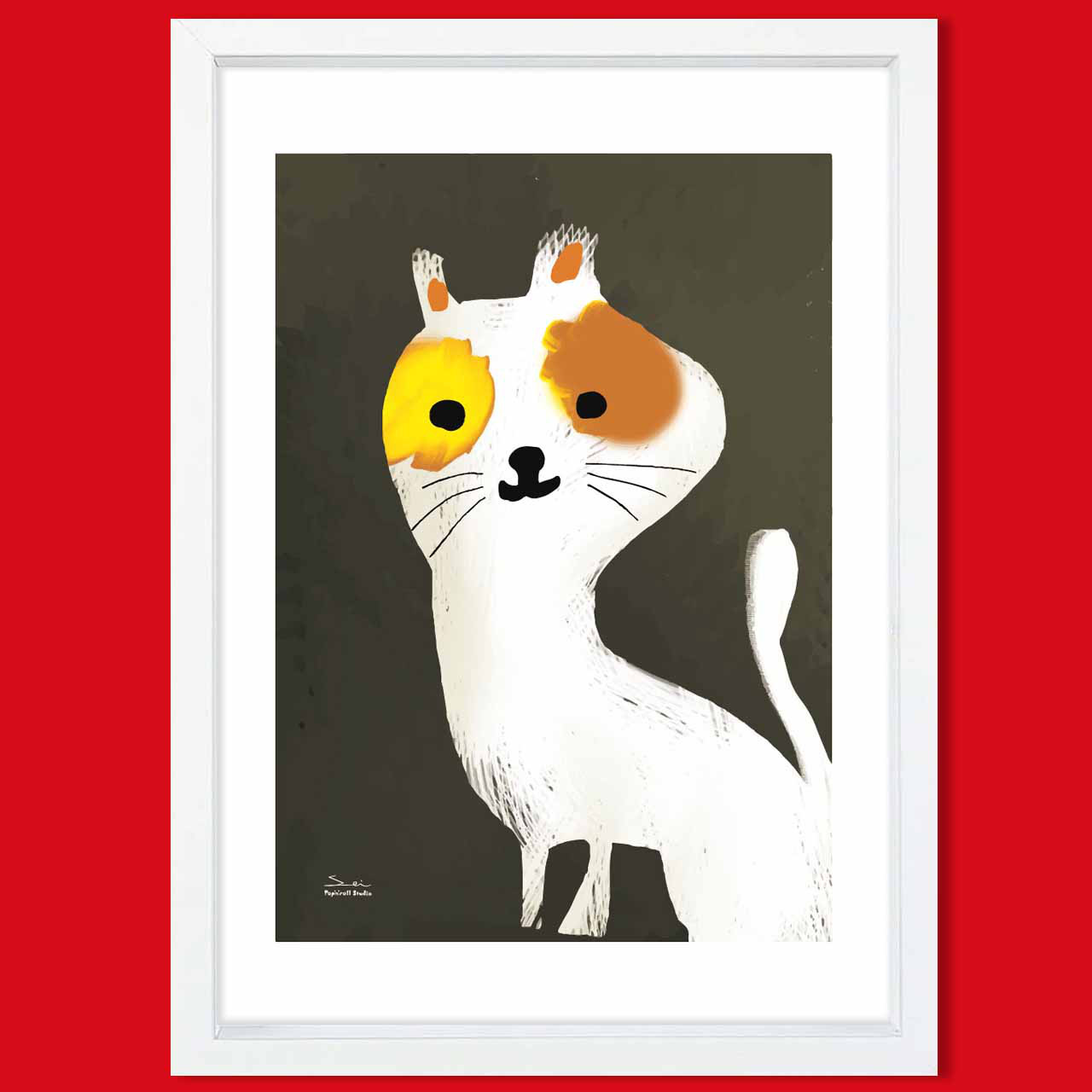 きょと〜ん　猫　お気に入り9400件突破　イラスト　ポスター　A4〜A1　アート  アートポスター　3221