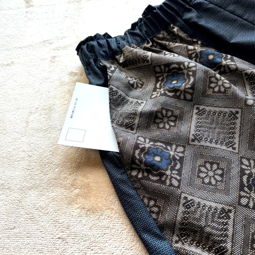 日本/大島紬】アンティーク大島紬のパッチワークガウチョパンツ