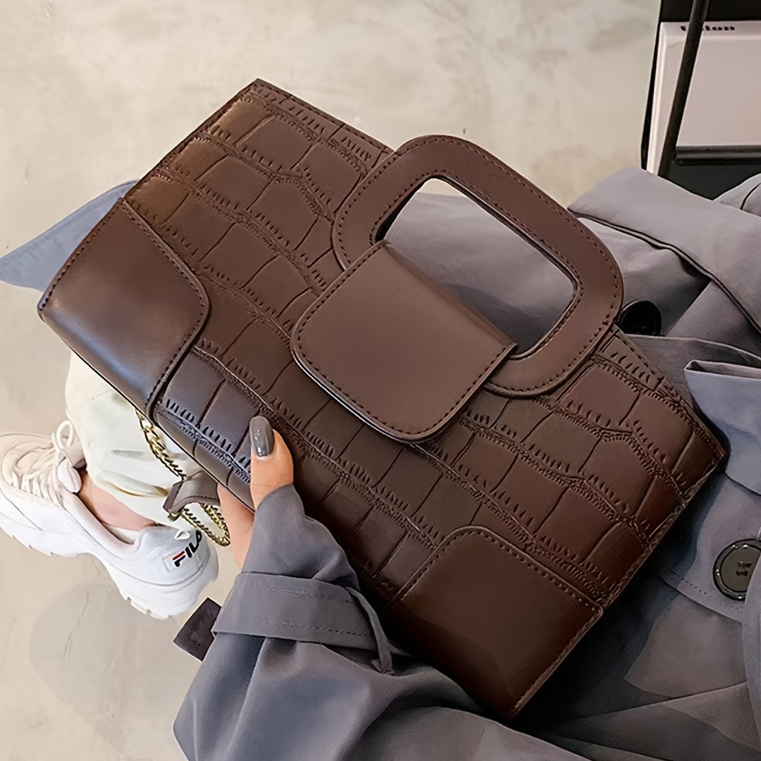 Roen ロエン ドクロ装飾　ブラウン ボディバッグ クロコ型押し
