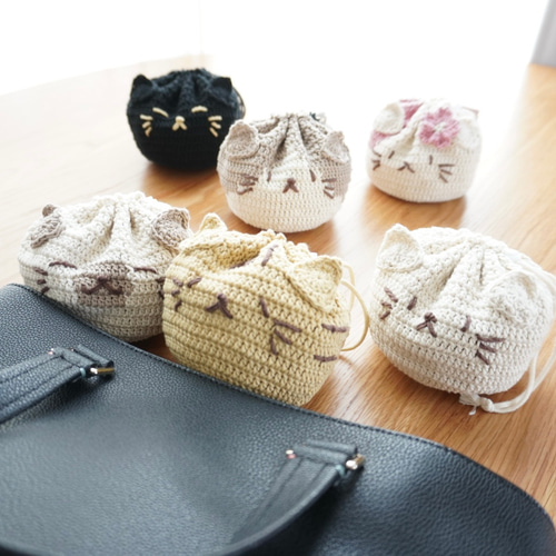 期間限定 ねころん巾着 【さくら】/ かぎ針編み 編み物 毛糸 コットン