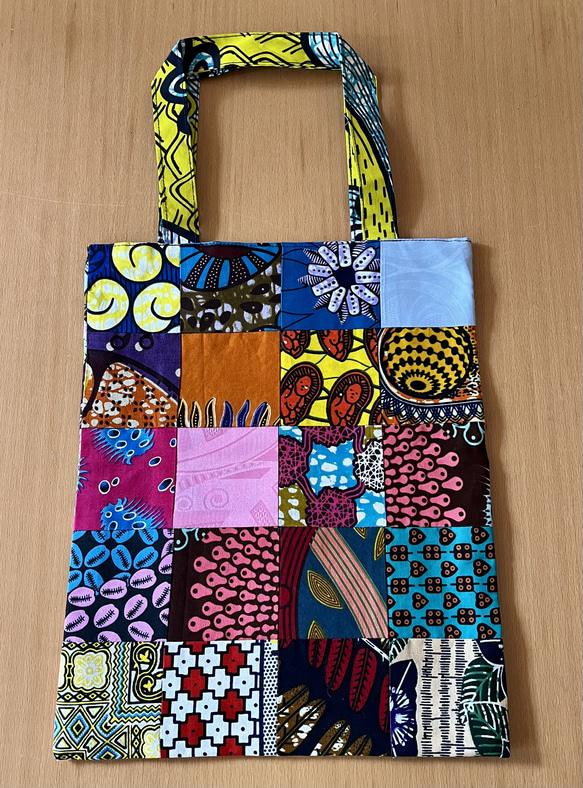 トートバッグ パッチワーク柄 リバーシブル エコバッグ アフリカ布
