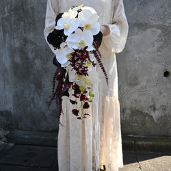 ヘッドピース付き和装ブーケ　ブライダルブーケ　アーティフィシャル ウェディングブーケ（アーティフィシャルフラワー）ヴィンテージ