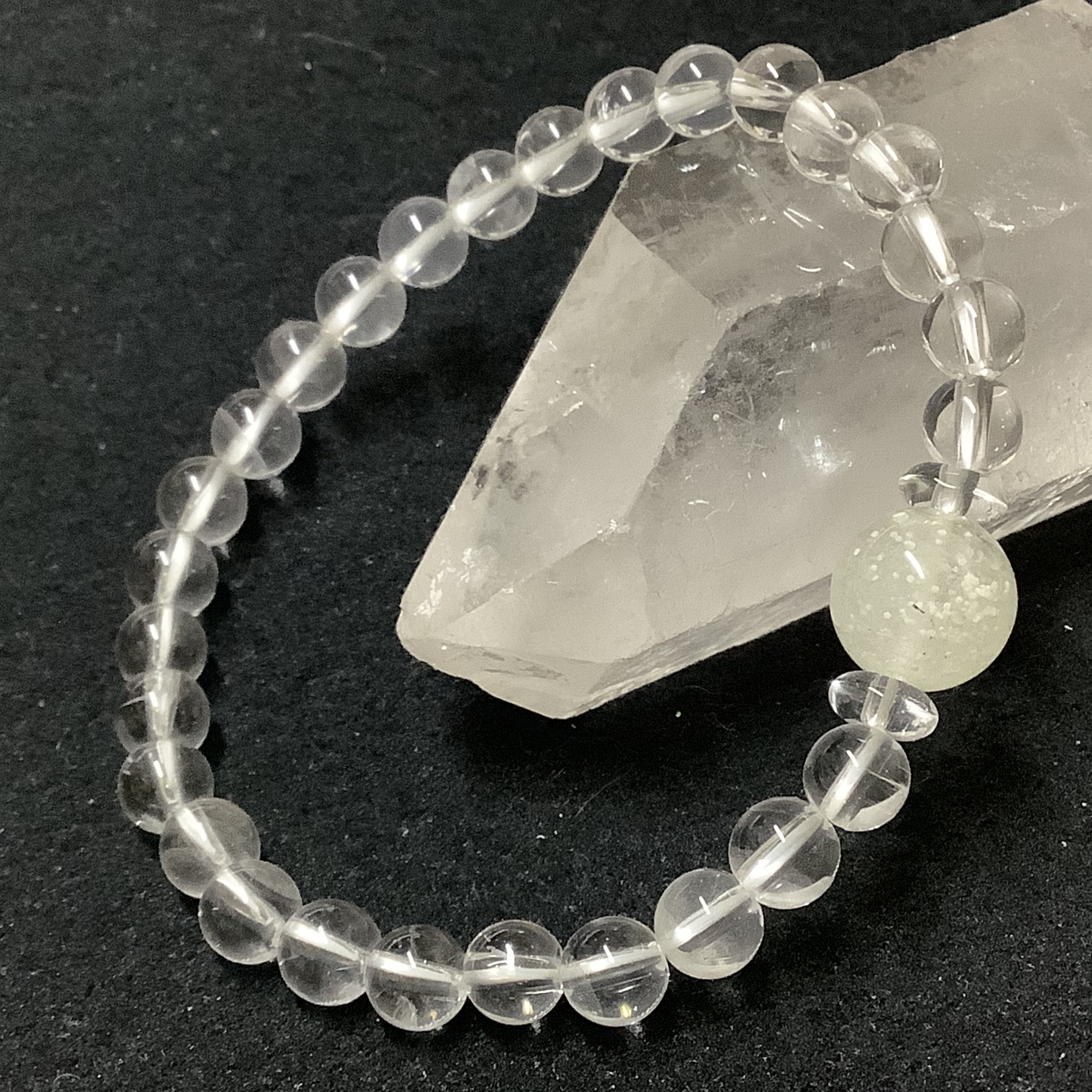 レア！お買い得一点物☆送料無料 ヒーリングストーン 天然石 リビアングラス＆ヒマラヤ水晶 ブレスレット ②