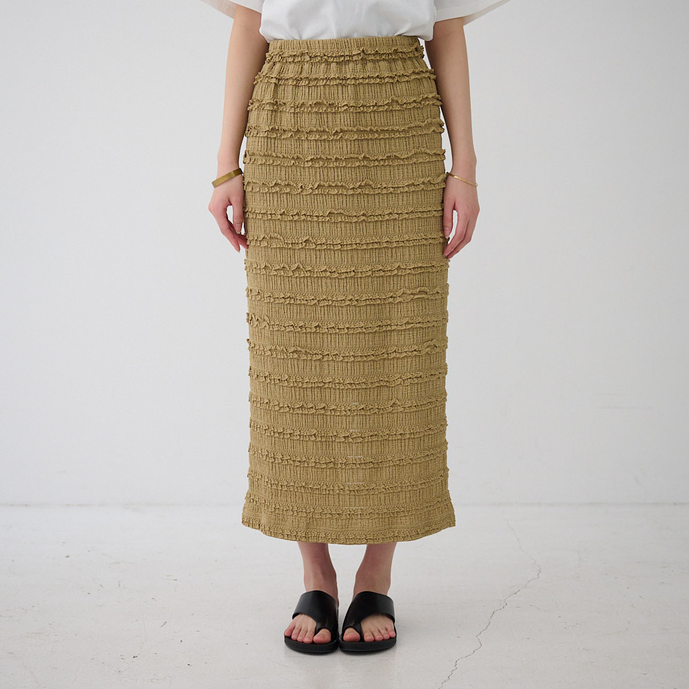 ﾓﾘﾉｶﾞｯｺｳ ﾓﾘﾉｶﾞｯｺｳ ふわふわフリルレースのスカート（ベージュ）｜mg-sk17-be