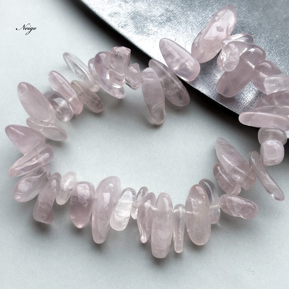 ローズクォーツAAA- 横長タンブル クレオ穴 天然石パーツ 天然石 Neige  