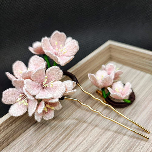 立体刺繍/桜かんざし/ブローチ/帯紐飾り かんざし minoka 通販