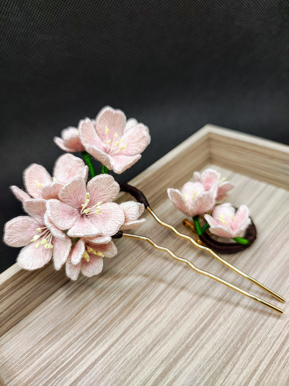立体刺繍/桜かんざし/ブローチ/帯紐飾り かんざし minoka 通販