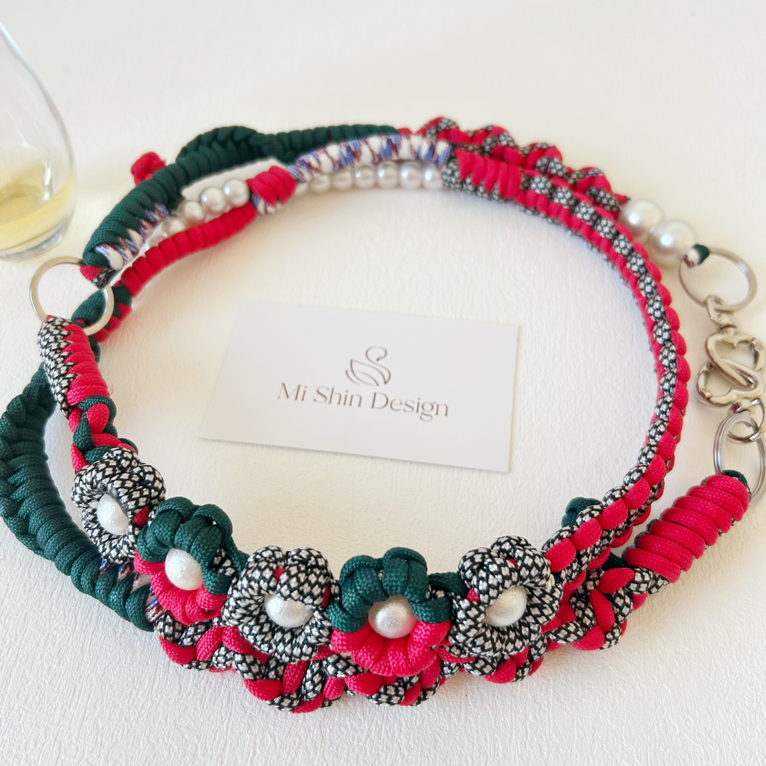 【受注制作】ミックス編み　フラワー　スマホストラップ スマホショルダー　ストラップ　ショルダーストラップ