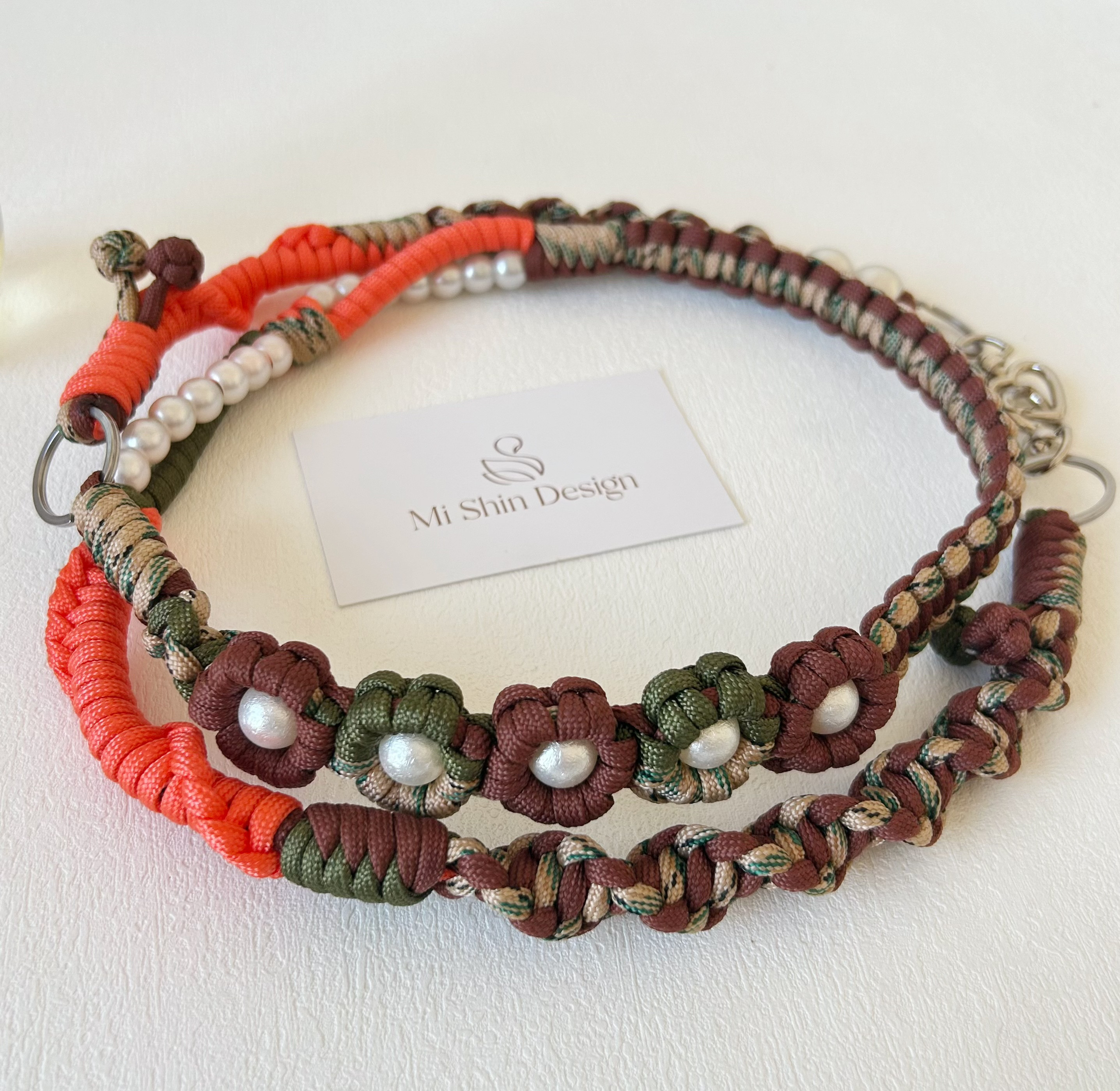 【受注制作】ミックス編み　フラワー　スマホストラップ スマホショルダー　ストラップ　ショルダーストラップ