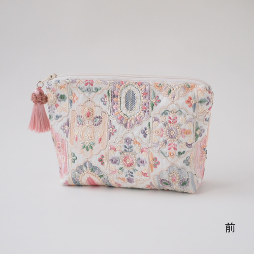 No.3 ハンドメイド インド刺繍生地 ポーチ
