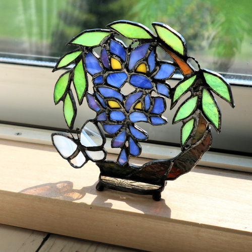 ステンドグラス・藤の花のサンキャッチャー mini サンキャッチャー