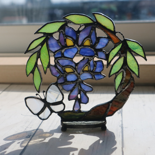 ステンドグラス・藤の花のサンキャッチャー mini サンキャッチャー