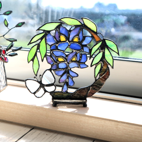 ステンドグラス・藤の花のサンキャッチャー mini サン