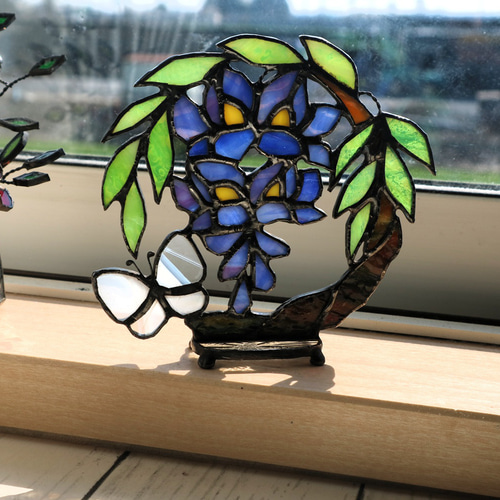 ステンドグラス・藤の花のサンキャッチャー mini サンキャッチャー