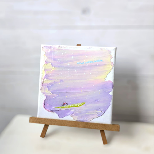 原画『なるようになるさ』テクスチャーアート 癒し 空 自転車 絵 絵画