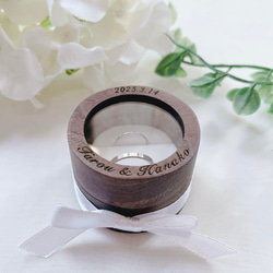 【木製ボックス ラウンドリングピロー】オーダーメイド指輪ケース 婚約指輪・ウェディング・リングピロー 結婚祝い ・ギフト 3枚目の画像