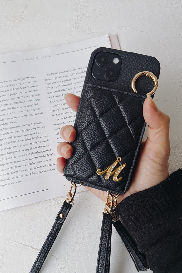 全機種iPhone17 16e 16pro 15 14 android キルティング ミラー ポケット付き スマホケース 11枚目の画像