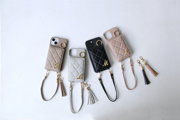 全機種iPhone17 16e 16pro 15 14 android キルティング ミラー ポケット付き スマホケース 14枚目の画像