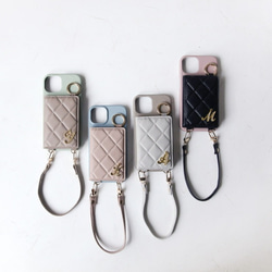 全機種iPhone17 16e 16pro 15 14 android キルティング ミラー ポケット付き スマホケース 16枚目の画像