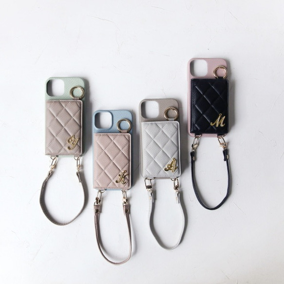 全機種iPhone17 16e 16pro 15 14 android キルティング ミラー ポケット付き スマホケース 16枚目の画像